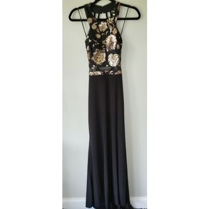 Morgan & Co Formal Sequin Grecian Neck Prom Dress